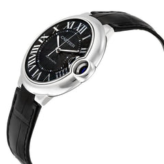 Cartier Ballon Bleu De Cartier Black Dial Black Leather Strap Watch For Men - WSBB0003