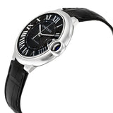 Cartier Ballon Bleu De Cartier Black Dial Black Leather Strap Watch For Men - WSBB0003