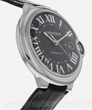 Cartier Ballon Bleu De Cartier Black Dial Black Leather Strap Watch For Men - WSBB0003