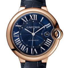 Cartier Ballon Bleu De Cartier Blue Dial Blue Leather Strap Watch For Men - WGBB0036