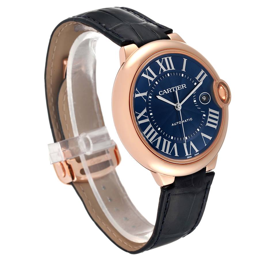Cartier Ballon Bleu De Cartier Blue Dial Blue Leather Strap Watch For Men - WGBB0036