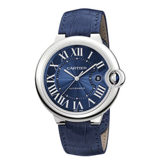 Cartier Ballon Bleu De Cartier Blue Dial Blue Leather Strap Watch For Men - WSBB0027