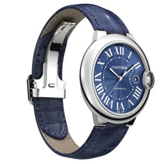 Cartier Ballon Bleu De Cartier Blue Dial Blue Leather Strap Watch For Men - WSBB0027