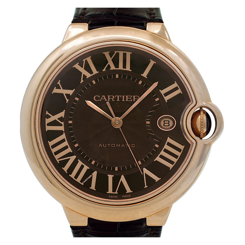 Cartier Ballon Bleu De Cartier Brown Dial Brown Leather Strap Watch For Men - W6920037