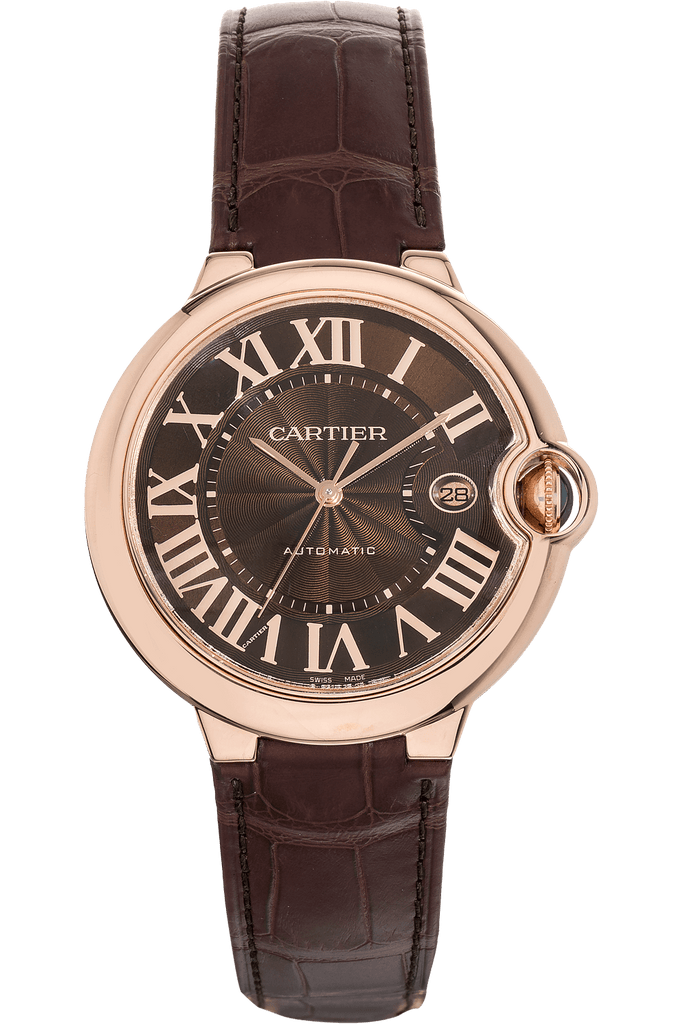 Cartier Ballon Bleu De Cartier Brown Dial Brown Leather Strap Watch For Men - W6920037