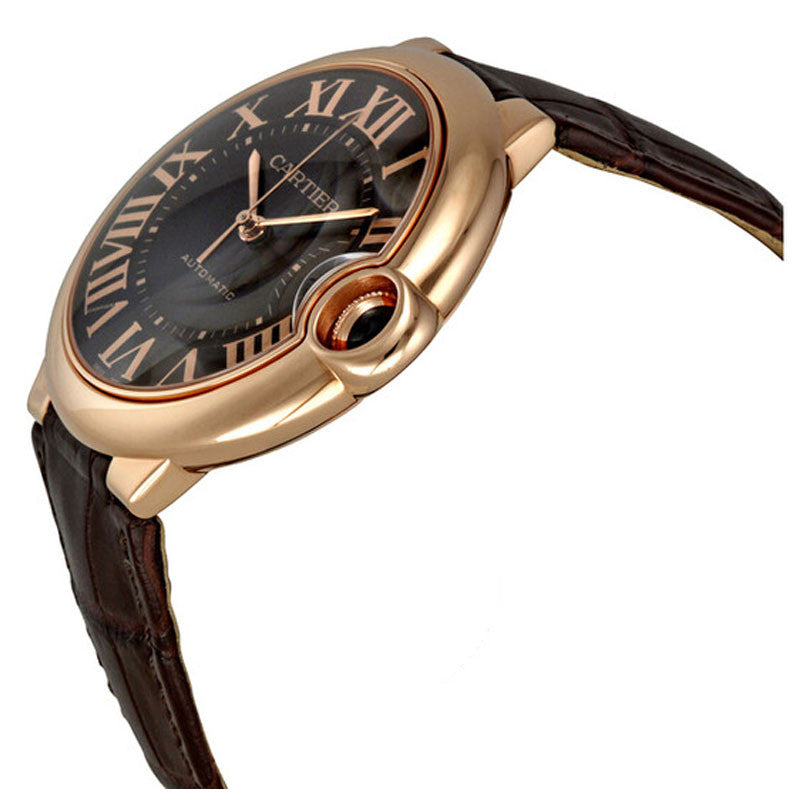 Cartier Ballon Bleu De Cartier Brown Dial Brown Leather Strap Watch For Men - W6920037