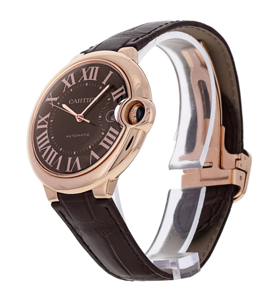 Cartier Ballon Bleu De Cartier Brown Dial Brown Leather Strap Watch For Men - W6920037