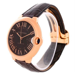 Cartier Ballon Bleu De Cartier Brown Dial Brown Leather Strap Watch For Men - W6920037