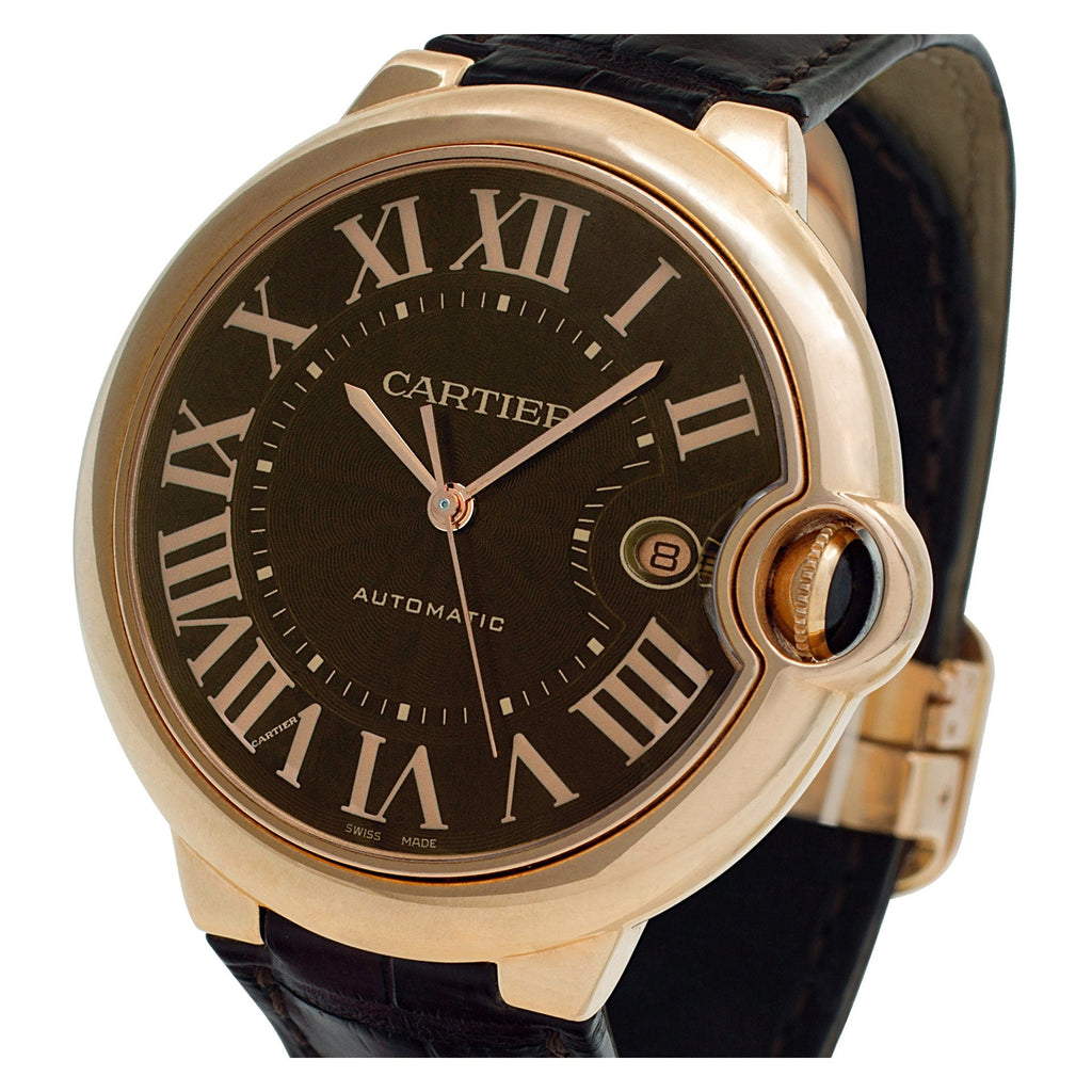 Cartier Ballon Bleu De Cartier Brown Dial Brown Leather Strap Watch For Men - W6920037
