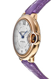 Cartier Ballon Bleu De Cartier Diamonds Silver Dial Pink Leather Strap Watch For Women - WJBB0010