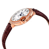 Cartier Ballon Bleu De Cartier Diamonds Silver Dial Red Leather Strap Watch For Women - WJBB0033