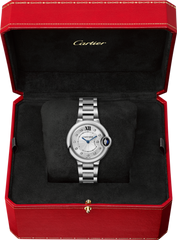 Cartier Ballon Bleu De Cartier Diamonds Silver Dial Silver Steel Strap Watch For Women - W4BB0022