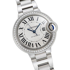 Cartier Ballon Bleu De Cartier Diamonds Silver Dial Silver Steel Strap Watch For Women - W4BB0023