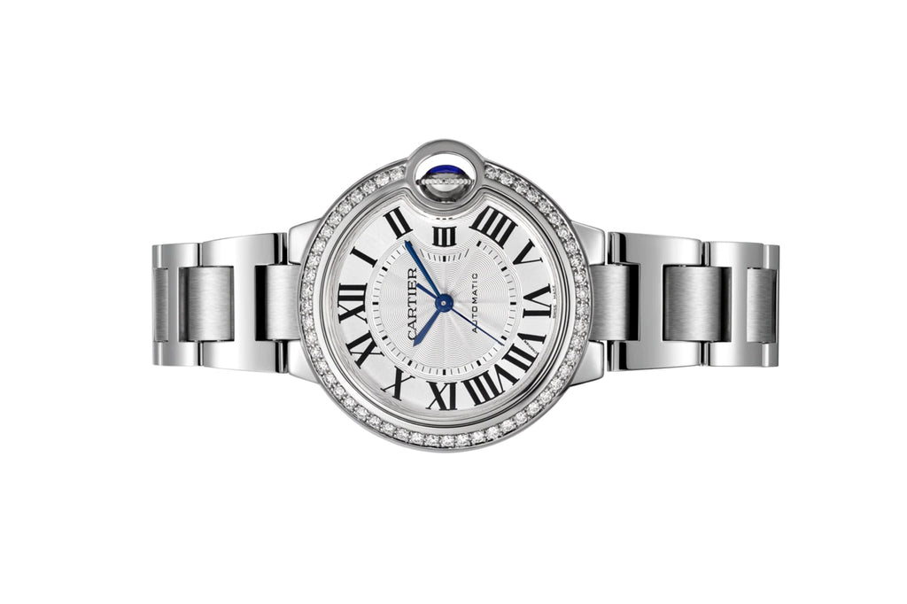 Cartier Ballon Bleu De Cartier Diamonds Silver Dial Silver Steel Strap Watch For Women - W4BB0023