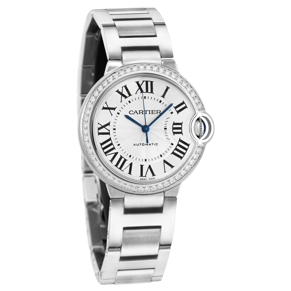 Cartier Ballon Bleu De Cartier Diamonds Silver Dial Silver Steel Strap Watch For Women - W4BB0023