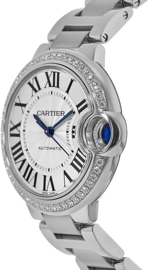 Cartier Ballon Bleu De Cartier Diamonds Silver Dial Silver Steel Strap Watch For Women - W4BB0023