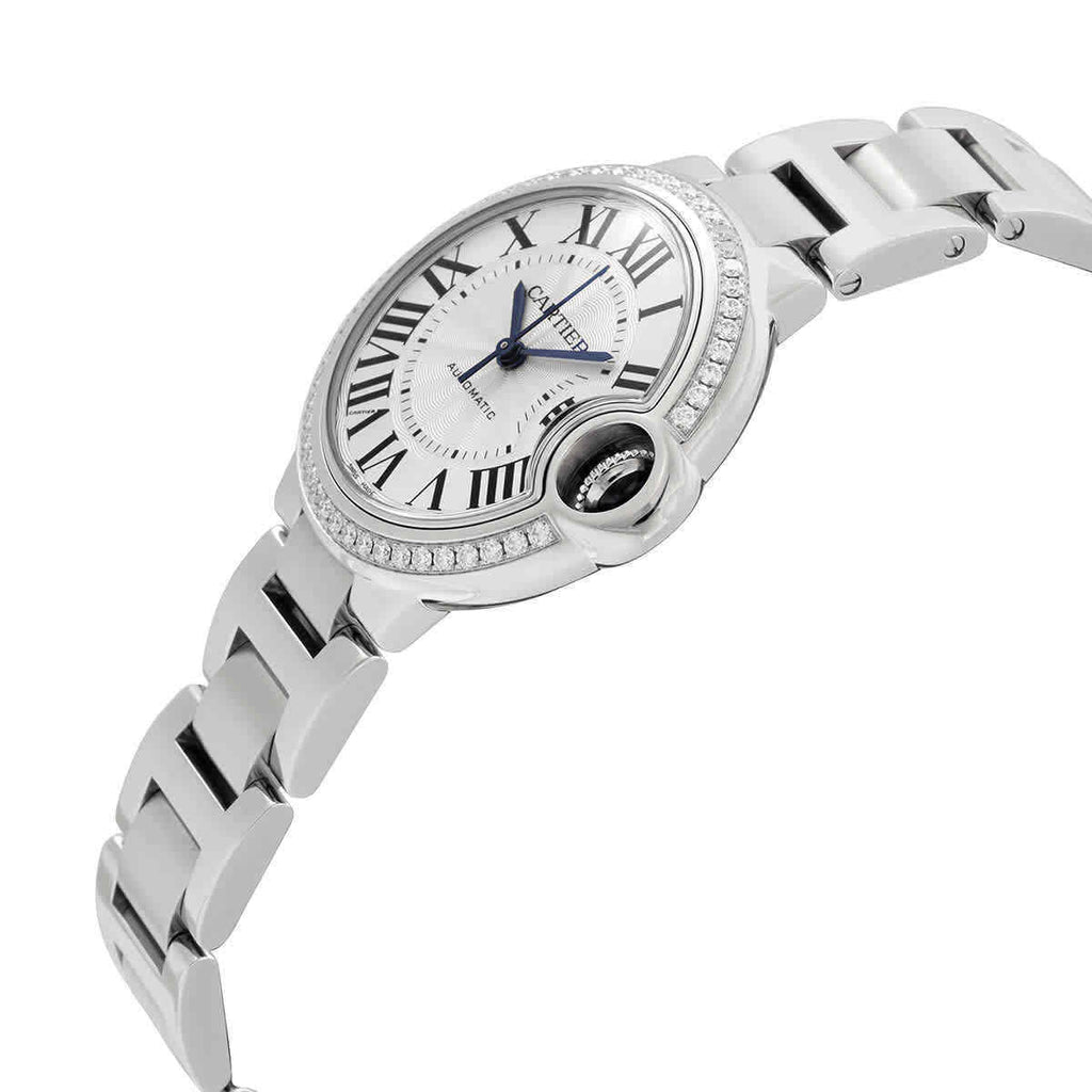 Cartier Ballon Bleu De Cartier Diamonds Silver Dial Silver Steel Strap Watch For Women - W4BB0023