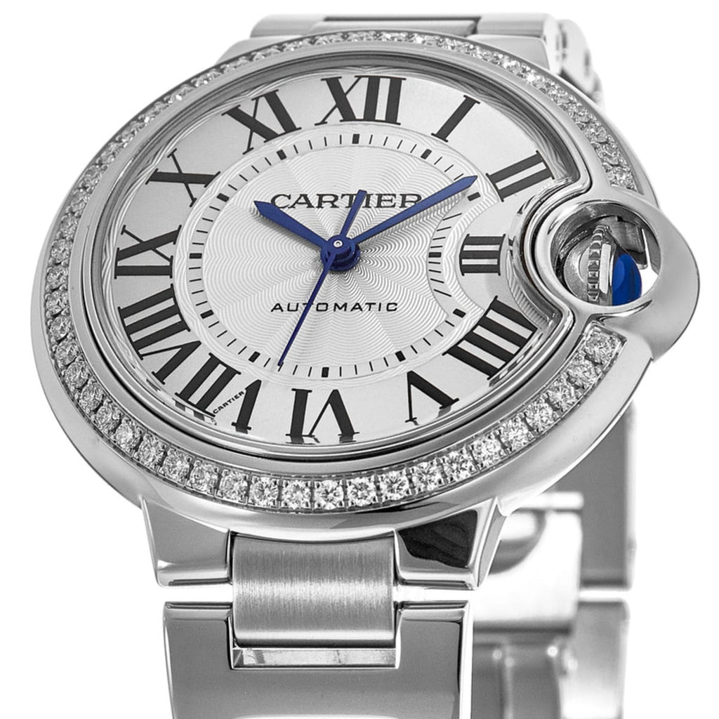 Cartier Ballon Bleu De Cartier Diamonds Silver Dial Silver Steel Strap Watch For Women - W4BB0023