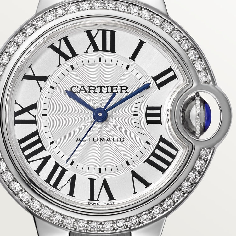 Cartier Ballon Bleu De Cartier Diamonds Silver Dial Silver Steel Strap Watch For Women - W4BB0023