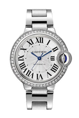 Cartier Ballon Bleu De Cartier Diamonds Silver Dial Silver Steel Strap Watch For Women - W4BB0023