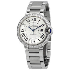 Cartier Ballon Bleu De Cartier Diamonds Silver Dial Silver Steel Strap Watch For Women - WE902035