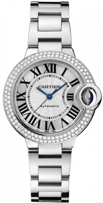 Cartier Ballon Bleu De Cartier Diamonds Silver Dial Silver Steel Strap Watch For Women - WE902035