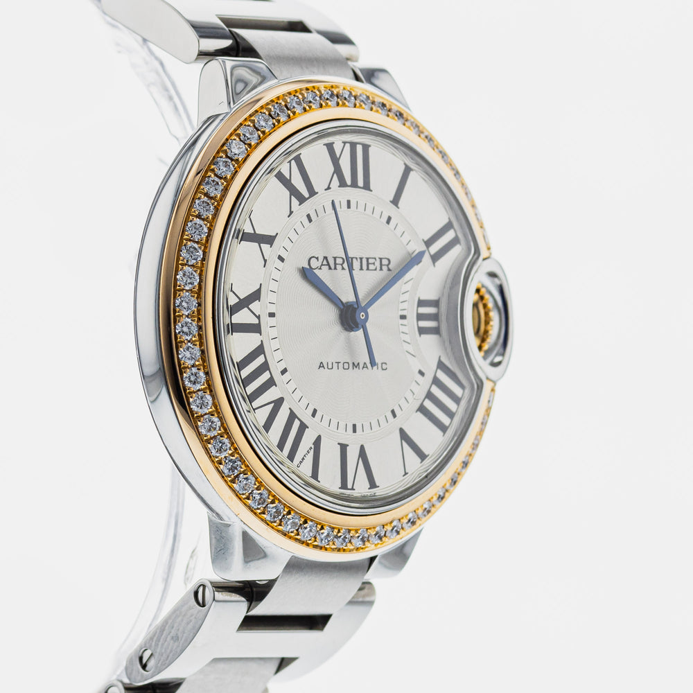 Cartier Ballon Bleu De Cartier Diamonds Silver Dial Silver Steel Strap Watch For Women - WE902080