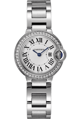 Cartier Ballon Bleu De Cartier Diamonds White Dial Silver Steel Strap Watch For Women - W4BB0015