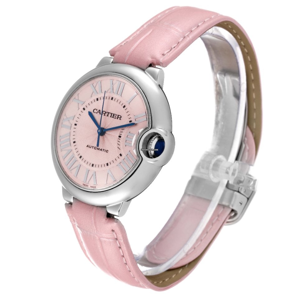 Cartier Ballon Bleu De Cartier Pink Dial Pink Leather Strap Watch For Women - WSBB0007