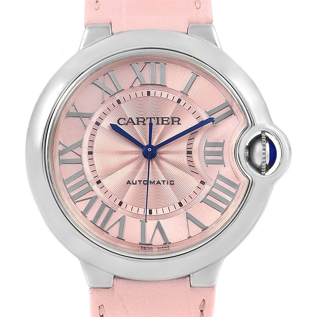 Cartier Ballon Bleu De Cartier Pink Dial Pink Leather Strap Watch For Women - WSBB0007