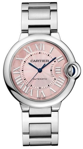 Cartier Ballon Bleu De Cartier Pink Dial Silver Steel Strap Watch For Women - W6920041