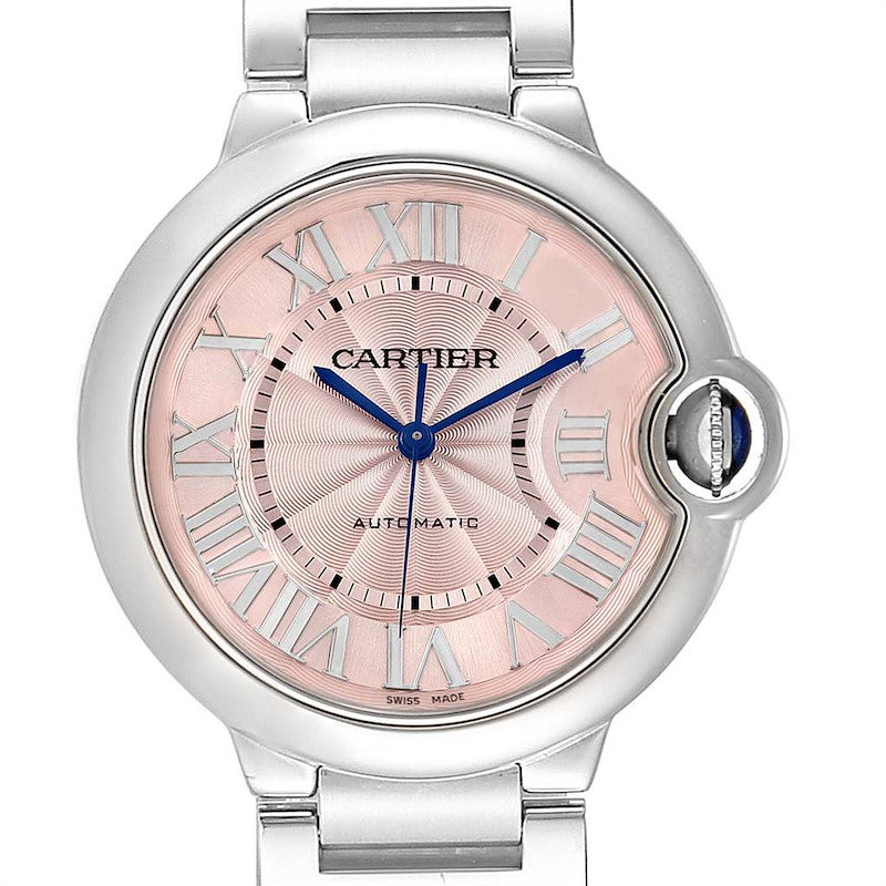 Cartier Ballon Bleu De Cartier Pink Dial Silver Steel Strap Watch For Women - W6920041