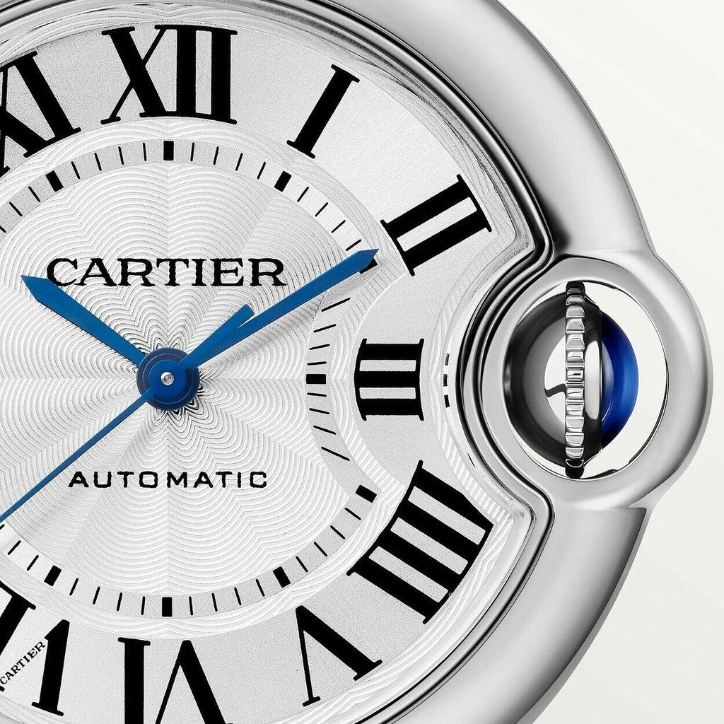 Cartier Ballon Bleu De Cartier Silver Dial Black Leather Strap Watch For Women - WSBB0028