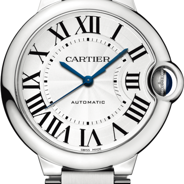 Cartier Ballon Bleu De Cartier Silver Dial Black Leather Strap Watch For Women - WSBB0030