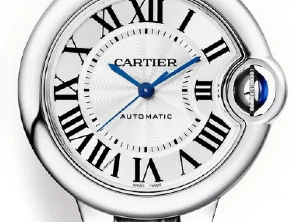 Cartier Ballon Bleu De Cartier Silver Dial Black Leather Strap Watch For Women - WSBB0030