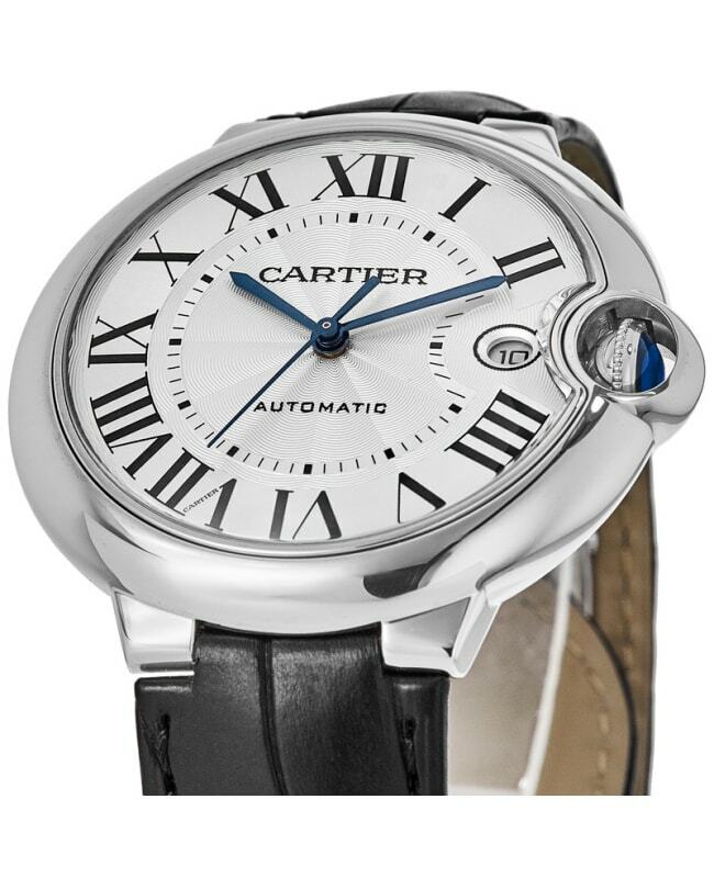 Cartier Ballon Bleu De Cartier Silver Dial Black Leather Strap Watch For Women - WSBB0030