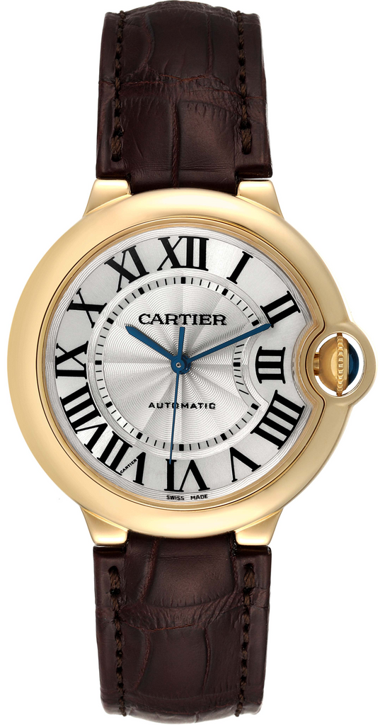 Cartier Ballon Bleu De Cartier Silver Dial Brown Leather Strap Watch For Women - W6900356