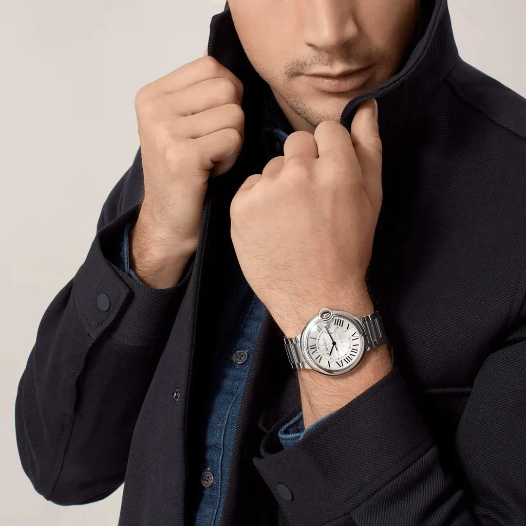Cartier Ballon Bleu De Cartier Silver Dial Silver Steel Strap Watch For Men - WSBB0049