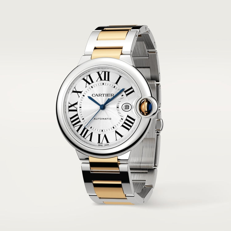 Cartier Ballon Bleu De Cartier Silver Dial Two Tone Steel Strap Watch For Men - W2BB0031