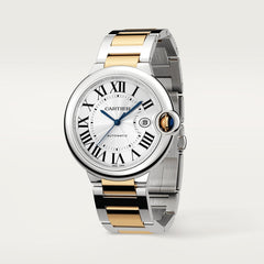 Cartier Ballon Bleu De Cartier Silver Dial Two Tone Steel Strap Watch For Men - W2BB0031