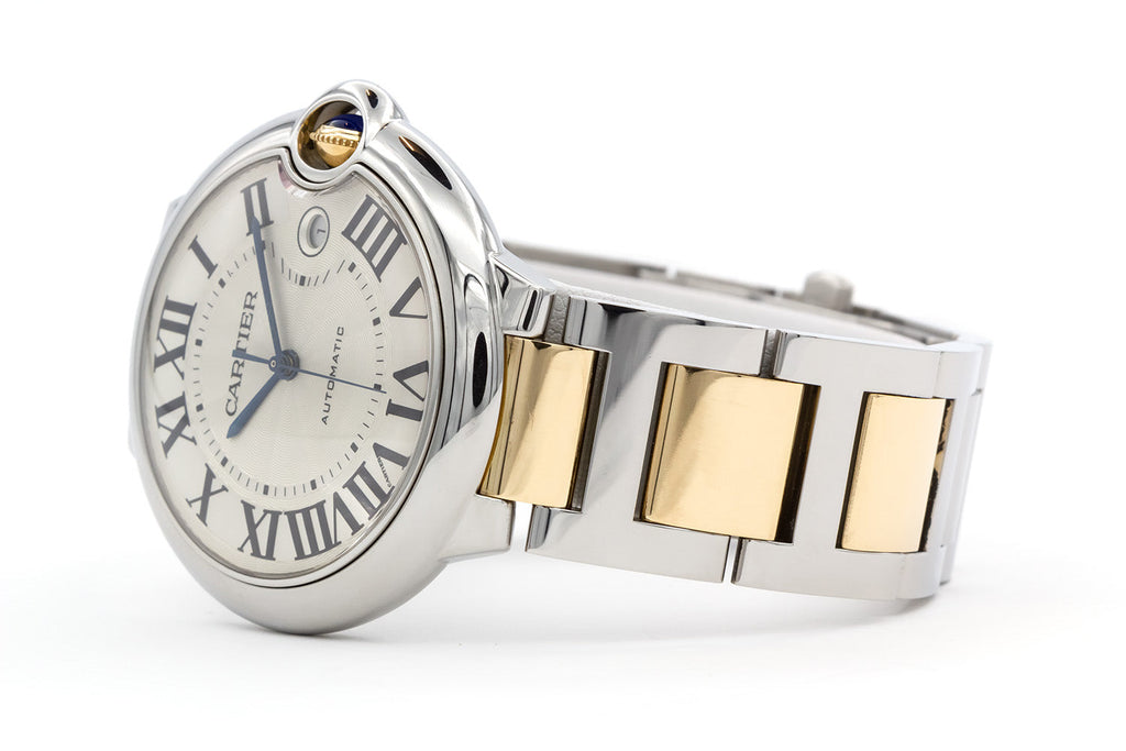 Cartier Ballon Bleu De Cartier Silver Dial Two Tone Steel Strap Watch For Men - W2BB0031