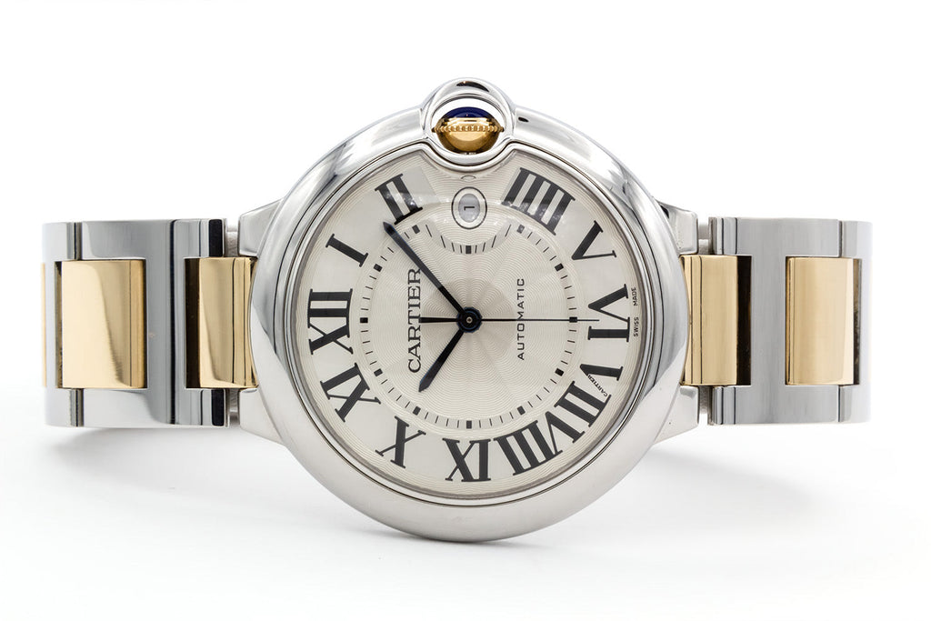 Cartier Ballon Bleu De Cartier Silver Dial Two Tone Steel Strap Watch For Men - W2BB0031