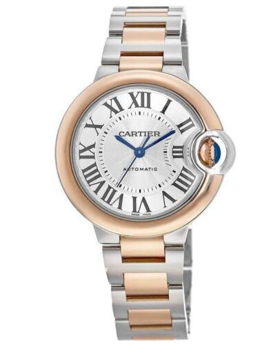Cartier Ballon Bleu De Cartier Silver Dial Two Tone Steel Strap Watch For Men - W2BB0034