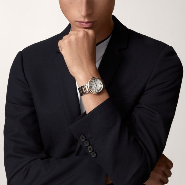 Cartier Ballon Bleu De Cartier Silver Dial Two Tone Steel Strap Watch For Men - W2BB0034