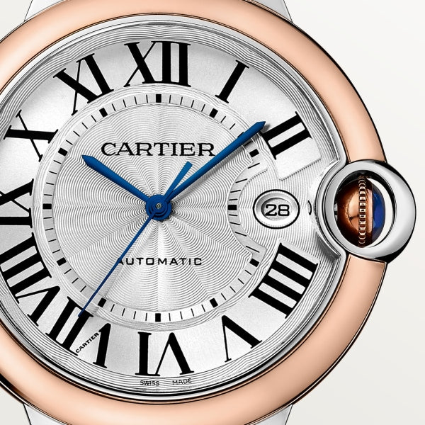 Cartier Ballon Bleu De Cartier Silver Dial Two Tone Steel Strap Watch For Men - W2BB0034