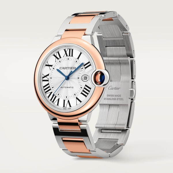Cartier Ballon Bleu De Cartier Silver Dial Two Tone Steel Strap Watch For Men - W2BB0034