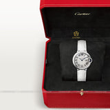 Cartier Ballon Bleu De Cartier Silver Dial White Leather Strap Watch For Women - W6920086