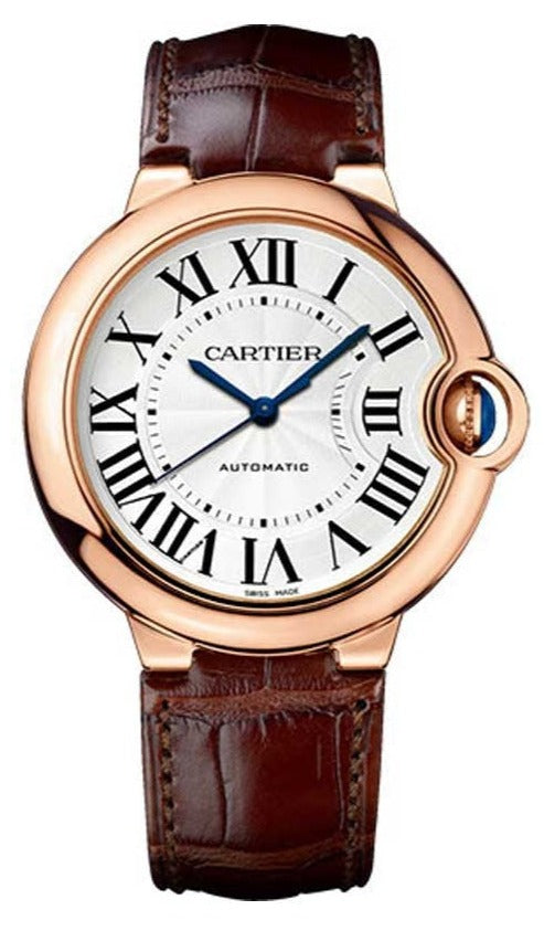 Cartier Ballon Bleu De Cartier White Dial Brown Leather Strap Watch For Women - WGBB0009