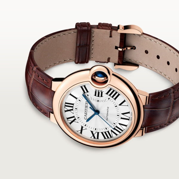 Cartier Ballon Bleu De Cartier White Dial Brown Leather Strap Watch For Women - WGBB0009