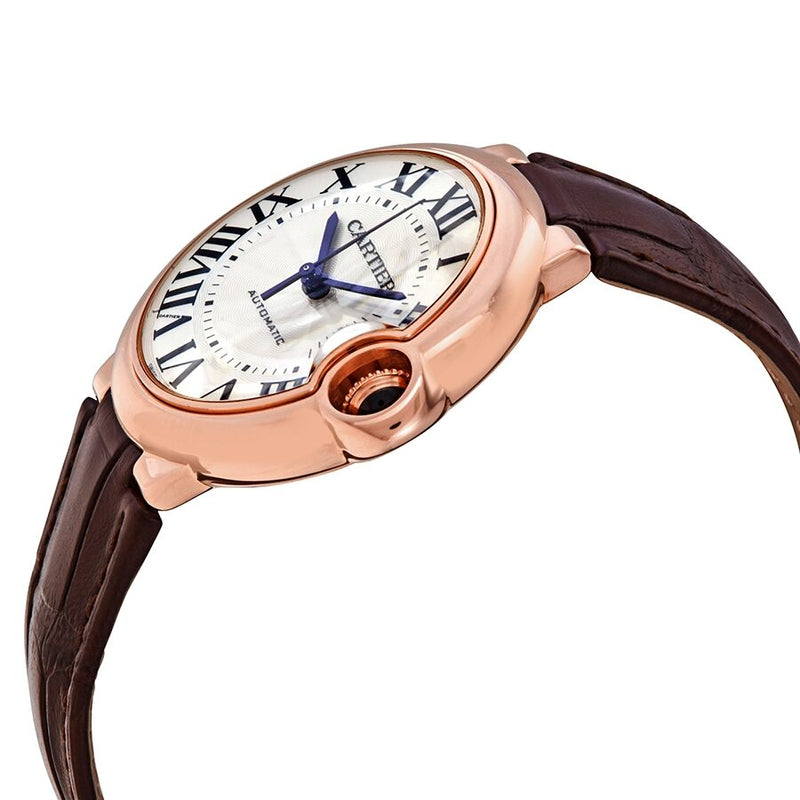 Cartier Ballon Bleu De Cartier White Dial Brown Leather Strap Watch For Women - WGBB0009